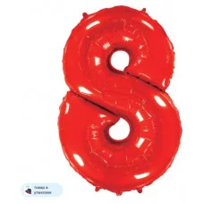 Шар (40\'\'/102 см) Цифра, 8, Красный, 1 шт. в уп. B901768R