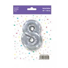 Шар (40\'\'/102 см) Цифра, 8, Серебро, 1 шт. в уп. B901768P
