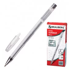 Ручка гелевая BRAUBERG Jet, корпус прозрачный, узел 0,5мм, линия 0,35мм, серебристая, 142159