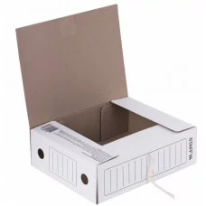 Папка архивная с завязками А4 (325х250 мм), 100 мм, до 900 листов, микрогофрокартон, БЕЛАЯ, STAFF, 128874