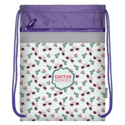 Мешок д/обуви Schoolformat КАКТУСЫ 42х34 см 1 отд. с карм. на молнии 197641