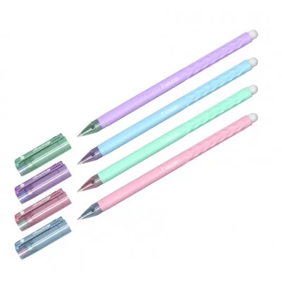 Ручка гелевая стираемая Berlingo "Haze" синяя, 0,5мм, прорезин. корпус, корпус ассорти 326169