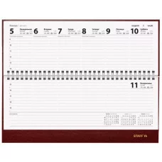 Планинг датированный 2026 300х130 мм, STAFF, гребень, обложка бумвинил, 64 л., бордовый, 117359