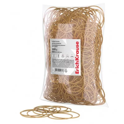 Канцелярские резинки для денег ErichKrause диаметр 60 мм/длина 100 мм, натур.цвет  59817
