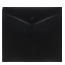 Папка-конверт на кнопке СТАММ А5+, 150мкм, пластик, непрозрачная, черная 363227