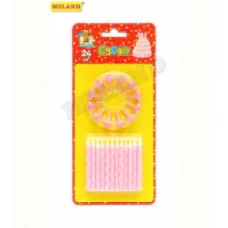 Свечи для торта с подставками. Ромбы розовые 24шт. С-0462