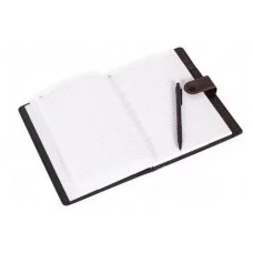 Бизнес- блокнот с авторучкой, 15,0 см * 22,0 см, 7БЦ, Alingar, иск. кожа, клапан на кнопке, 80 л., клетка AL4325