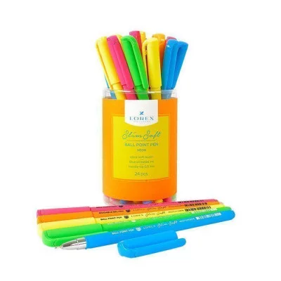 Ручка маслян. LOREX NEON серия Slim Soft 0,50 мм синий, цвет корпуса: ассорти,кругл. прорезин. корп 189581