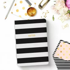 Ежедневник А5 недат. B&W 136 л. инт. обл. иск. кожа тонир. бумага полоски обрез золот. 190842