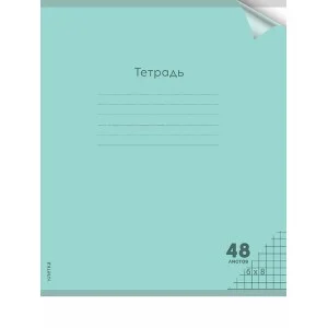 Тетрадь КЛЕТКА 48л. цвет.пласт.обл. plastic cover ПАСТЕЛЬ GREEN 1 дизайн 48-1348
