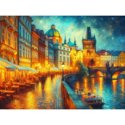 Алмаз мозаика (клас.) 30х40 см, с подр., с полн. заполн. (30цв.) Вечерняя Прага (арт.НД-0868)