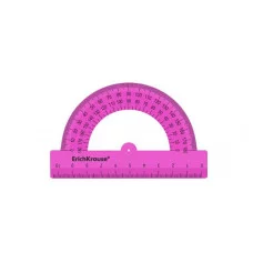 Транспортир пластиковый ErichKrause Neon Solid 180°/10см розовый 57905