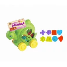 Каталка-черепашка на колёсиках с верёвочкой, логические фигуры, сетка 18*9,5*17 см. M1019