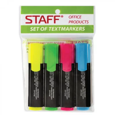 Набор текстовыделителей STAFF "EVERYDAY" HL-116, 4 шт., АССОРТИ, линия 1-5 мм, 150116