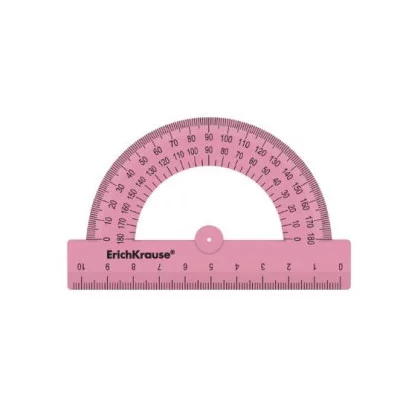 Транспортир пластиковый ErichKrause Candy 180°/10см розовый 57913