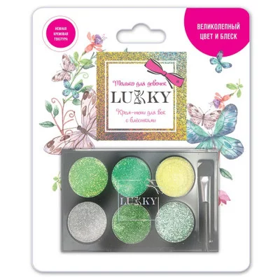 Крем-тени для век с блетками с аппликатором 6цв Lukky 6гр. Т18931 613-167