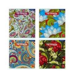 Тетрадь 36л., А5, клетка, Alingar "Цветочная", скрепка, блок офсет, 100% белизна мелованный картон (эконом) AL7927