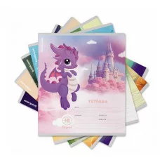 Тетрадь школьная ученическая ErichKrause Дракончики 12 листов клетка выборочный с глиттером 60540