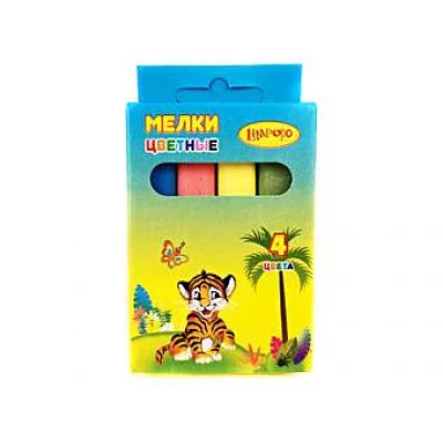 Мел цветной 04шт, квадратный ТМ Лимпопо школьный, LP0232М