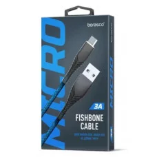 Кабель BoraSCO (38501) Fishbone micro USB т-синий, 1 м, 3A, 4627174894691