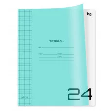 Тетрадь 24л. клетка BG "UniTone. Neon", пластиковая обложка, неон голубой 379173