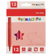 Фломастеры с вентилир колпачком 12цв. КАПИБАРА (ФЛ-4895) в картон.коробке, ФЛ-4895