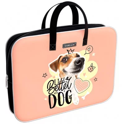 Папка текстильная на молнии ErichKrause с ручками Jack Russell, A4+ 60236