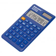 Калькулятор карманный BRAUBERG CX-102C-BU (76x126 мм), 12 разрядов, двойное питание, СИНИЙ, 272648
