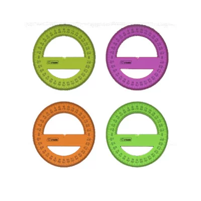 Транспортир 12см 360* NEON Cristal ассорти