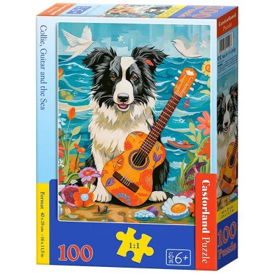 Пазлы 100 "Колли, гитара и море" В-111268