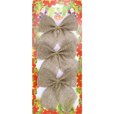 Новогоднее украшение. Набор ёлочных бантов, 3 шт "Шампань", 10*12 см НУ-2286