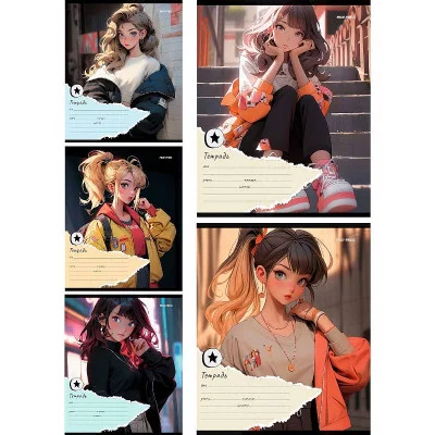 Тетрадь КЛЕТКА 18л. МОДНЫЕ ДЕВУШКИ - 2 (18-2302) цвет.мелов.обл. 241916