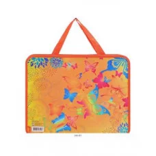Папка детская с ручками А4 пласт. рисунком на молнии Радужные бабочки ПМ-А4-26
