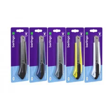 Нож канцелярский 18мм Berlingo "Razzor 200", auto-lock, металл. направл., ассорти, европодвес 330381