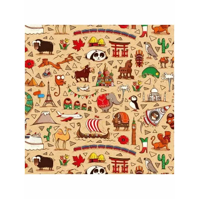 Упаковочная бумага Вокруг света (70*100см, 1 л) УБ-0639