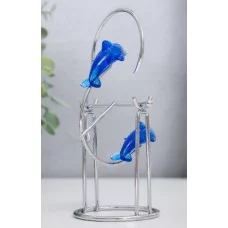 Маятник Дельфины друг за другом с кольцом и шариком 13х7х5,5 см 574182