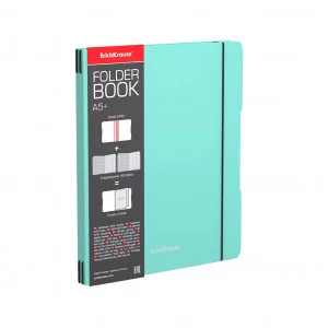 Тетрадь общая ученическая в съемной пластиковой обложке ErichKrause® FolderBook Pastel Mint, А5+, 2x48 листов, клетка 53705