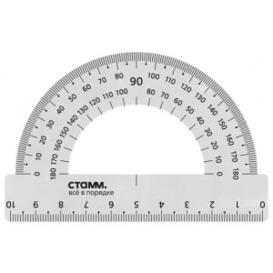 Транспортир 10см, 180° СТАММ, металлический 368961