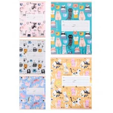 Тетрадь КОСАЯ ЛИНИЯ 12л. МНОЖЕСТВЕННЫЕ КОТИКИ (12-4380)обл. - цвет. мелов, 12-4380