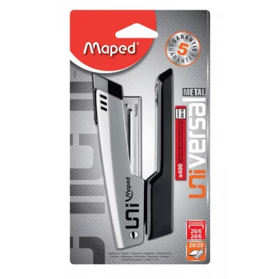 Степлер №24/6, 26/6 металлический MAPED "Universal Metal" + 400 скоб, до 25 листов, серый, 539200, 039200