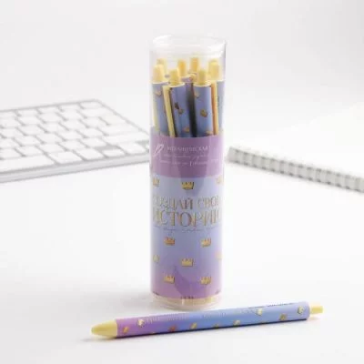 Автоматическая пластиковая ручка софт тач "Создай свою историю", в тубусе 6880969