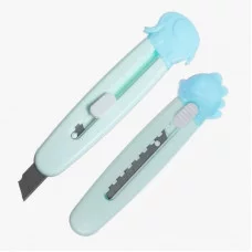 Нож канцелярский Alingar, 9 мм, с механической фиксацией лезвия, цветной пластик. корпус, ассорти, блистер с европод. AL11214