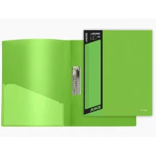 Папка с боковым прижимом "Juicy" A4, 450 мкм, фактура "песок" внешний карман со сменной этикеткой, внутренний карман, индивидуальная маркировка, непрозрачная салатовая 3110703