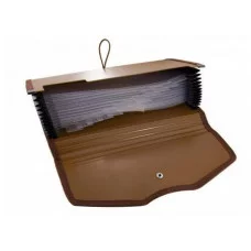 Папка-картотека Alingar 260х140 мм на пуговице пластик 900 мкм 12 отделений коричневый 1шт AL12823/3