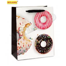 Dream cards Пакет подарочный с глянц.лам.и глиттером 42х32х12 см(XL)Яркие пончики,210 г ПП-0238