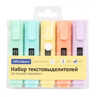 Набор текстовыделителей OfficeSpace 05цв., пастельные цвета, 1-5мм, европодвес 347850