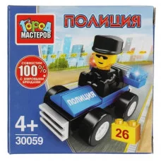 Конструктор ПОЛИЦЕЙСКИЙ на машине, 26дет. Город мастеров 30059-PZ