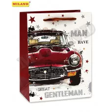 Dream cards Пакет подарочный с глянц.лам.и глиттером 32х26х12 см(L)Красный автомобиль,210г ПП-0211