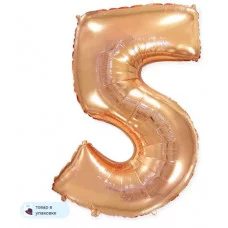 Шар (40\'\'/102 см) Цифра, 5, Розовое Золото, 1 шт. в уп. B901765RG