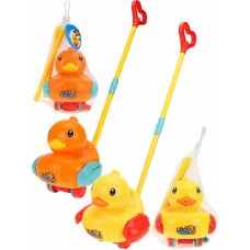 Каталка на палочке "Утёнок", 17х15,5х17,5 см (длина палки 43,8см),цвет микс,в сетке ( Арт. КНП-1462)